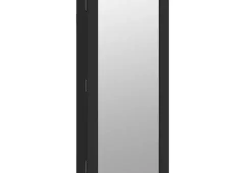 Dulap de bijuterii cu oglindă și lumini LED, de perete, negru - 2/5