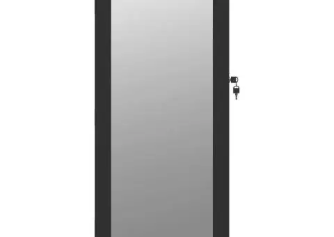 Dulap de bijuterii cu oglindă și lumini LED, de perete, negru - 4/5