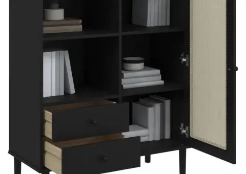 Dulap înalt SENJA aspect ratan negru, 90x40x112cm - 4/5