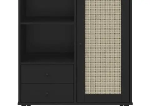 Dulap înalt SENJA aspect ratan negru, 90x40x112cm - 5/5