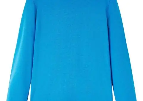 Tricou de copii cu mâneci lungi albastru cobalt, 104 - 2/5