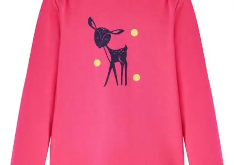 Tricou pentru copii cu mâneci lungi, roz aprins, 116 - 1/5