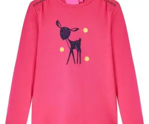 Tricou pentru copii cu mâneci lungi, roz aprins, 116