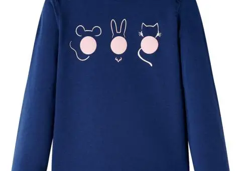 Tricou pentru copii cu mâneci lungi, bleumarin, 116 - 1/5