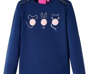 Tricou pentru copii cu mâneci lungi, bleumarin, 116