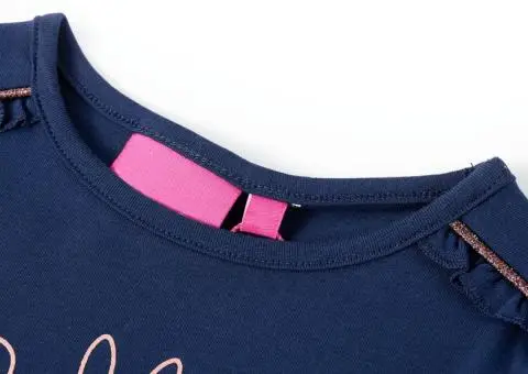 Tricou pentru copii cu mâneci lungi, bleumarin, 116 - 3/5