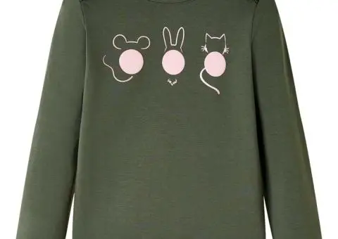 Tricou pentru copii cu mâneci lungi, kaki, 104 - 1/5