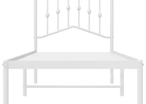 Cadru de pat metalic cu tăblie, alb, 90x190 cm - 5/5