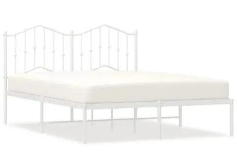 Cadru de pat metalic cu tăblie, alb, 140x200 cm - 2/5