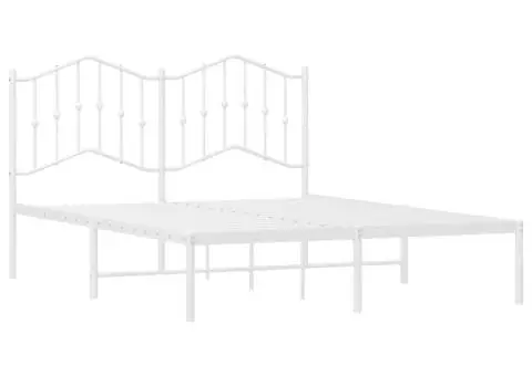 Cadru de pat metalic cu tăblie, alb, 140x200 cm - 4/5