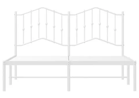 Cadru de pat metalic cu tăblie, alb, 140x200 cm - 5/5
