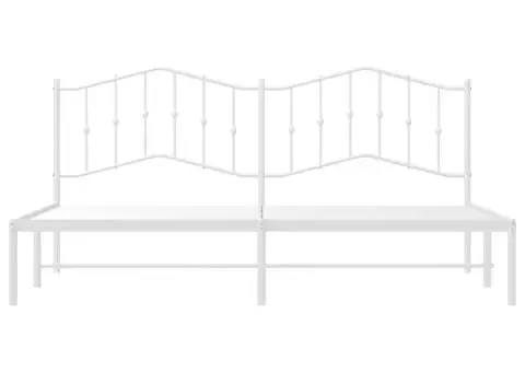 Cadru de pat metalic cu tăblie, alb, 200x200 cm - 5/5