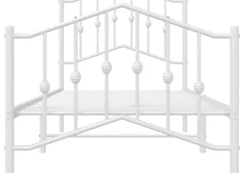Cadru de pat metalic cu tăblie de cap/picioare alb, 80x200 cm - 5/5