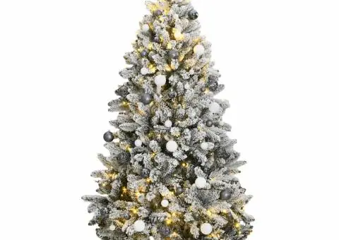 Brad Crăciun artificial articulat cu 300 LED-uri/globuri 300 cm - 1/5