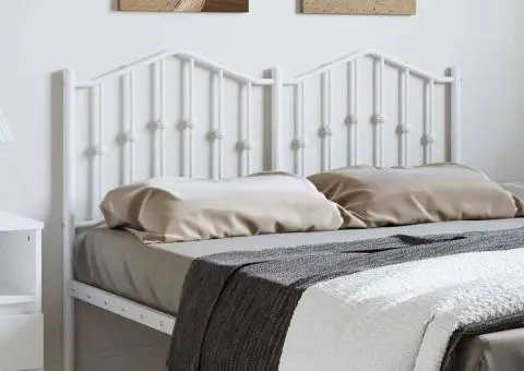 Tăblie de pat metalică, alb, 135 cm - 1/5