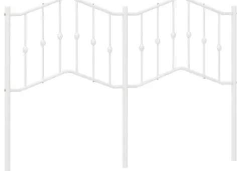 Tăblie de pat metalică, alb, 135 cm - 2/5