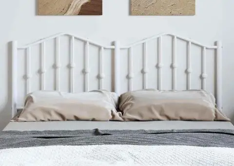 Tăblie de pat metalică, alb, 135 cm - 3/5