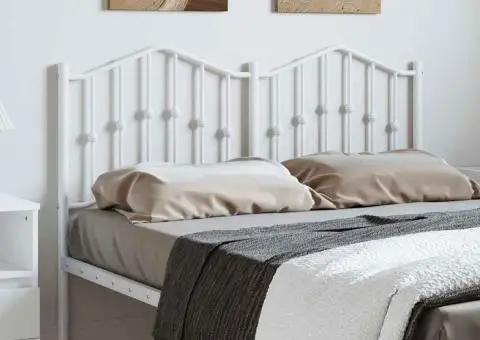 Tăblie de pat metalică, alb, 150 cm - 1/5