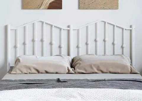 Tăblie de pat metalică, alb, 150 cm - 3/5