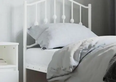 Tăblie de pat metalică, alb, 75 cm - 1/5