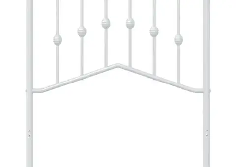 Tăblie de pat metalică, alb, 75 cm - 3/5