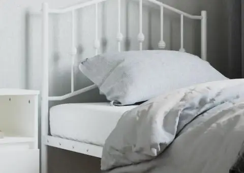 Tăblie de pat metalică, alb, 90 cm - 1/5