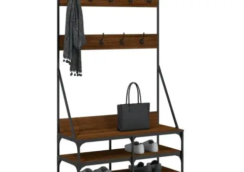 Suport de haine cu raft pantofi, stejar maro, 100x40x184 cm - 3/5