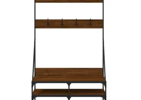 Suport de haine cu raft pantofi, stejar maro, 100x40x184 cm - 4/5