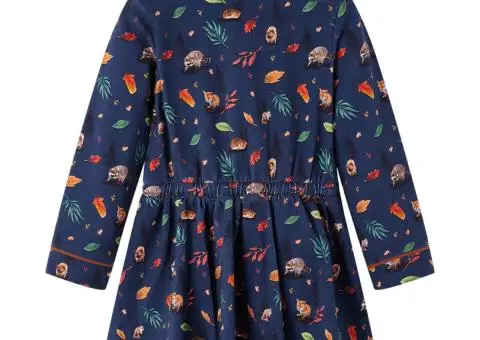 Rochie cu mâneci lungi pentru copii, bleumarin, 140 - 2/5