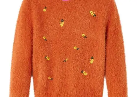 Pulover tricotat pentru copii, portocaliu ars, 92 - 1/5