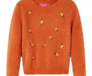Pulover tricotat pentru copii, portocaliu ars, 92