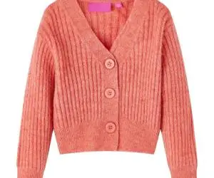 Cardigan tricotat pentru copii, roz mediu, 140