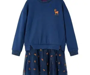 Rochie cu mâneci lungi pentru copii, bleumarin, 92