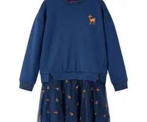 Rochie pentru copii cu mâneci lungi, bleumarin, 116