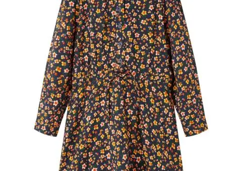 Rochie pentru copii cu mâneci lungi, bleumarin, 128 - 1/5