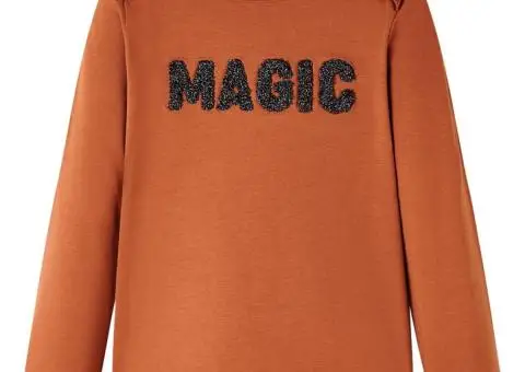 Tricou pentru copii cu mâneci lungi, coniac, 104 - 1/5