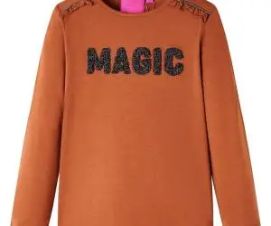 Tricou pentru copii cu mâneci lungi, coniac, 104