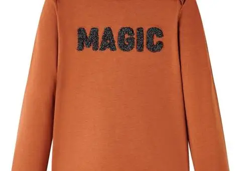 Tricou pentru copii cu mâneci lungi, coniac, 128 - 1/5