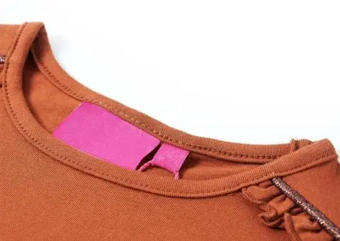 Tricou pentru copii cu mâneci lungi, coniac, 128 - 3/5