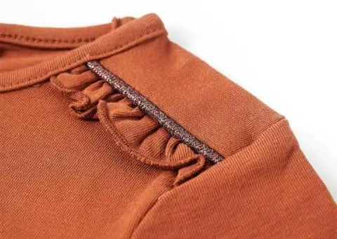 Tricou pentru copii cu mâneci lungi, coniac, 128 - 4/5