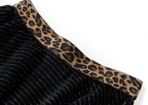 Fusta de copii cu talie leopard, negru, 92 - 3/5