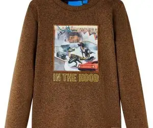 Tricou de copii cu mâneci lungi, coniac melanj, 128