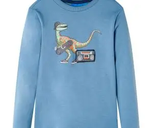 Tricou de copii cu mâneci lungi albastru mediu 104