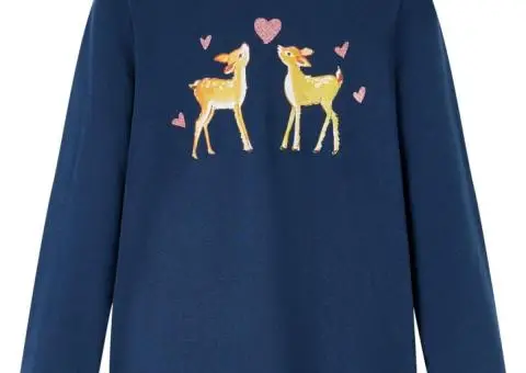 Tricou de copii cu mâneci lungi, bleumarin, 92 - 1/5