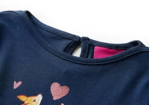 Tricou de copii cu mâneci lungi, bleumarin, 92 - 3/5