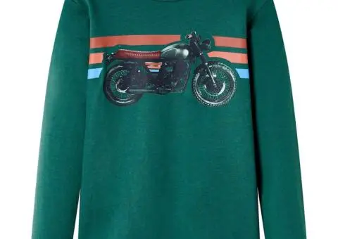 Tricou cu mâneci lungi pentru copii, verde, 116 - 1/5