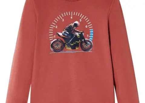 Tricou cu mâneci lungi pentru copii, henna, 128 - 1/5