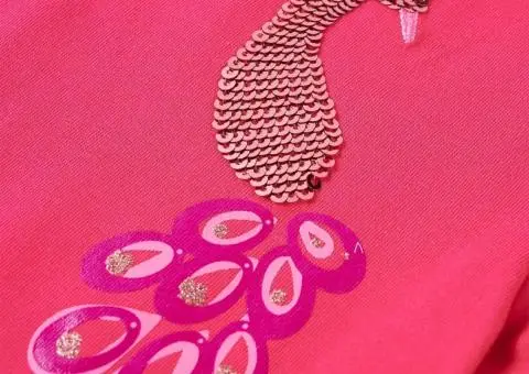 Tricou pentru copii cu mâneci lungi, roz aprins, 104 - 4/5