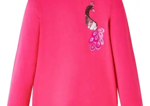 Tricou pentru copii cu mâneci lungi, roz aprins, 128 - 1/5