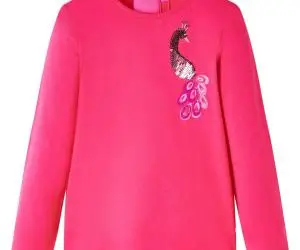 Tricou pentru copii cu mâneci lungi, roz aprins, 128